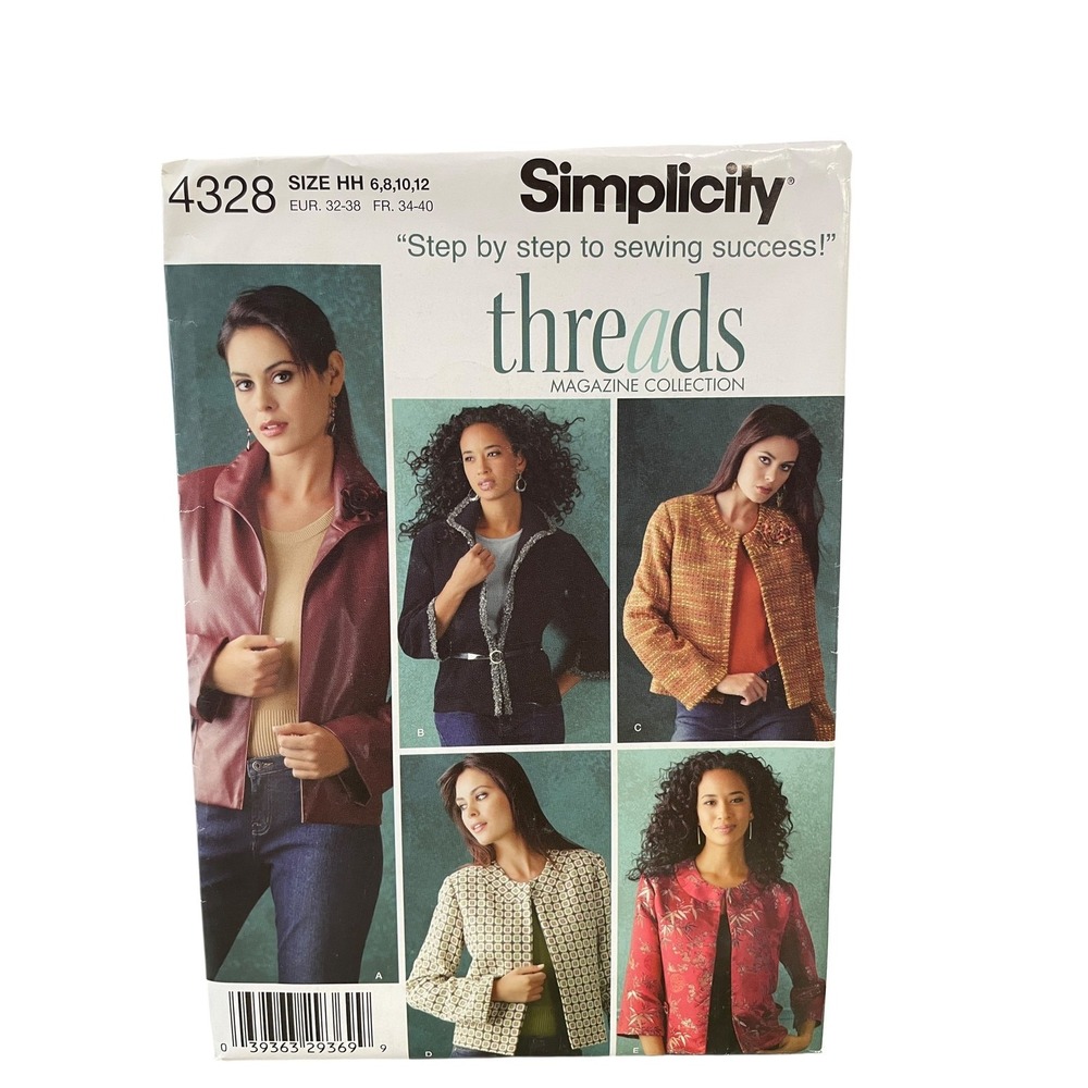 Simplicity Sewing Pattern 4328 Petite Jackets Misses Size 6-12 Threads Uncut